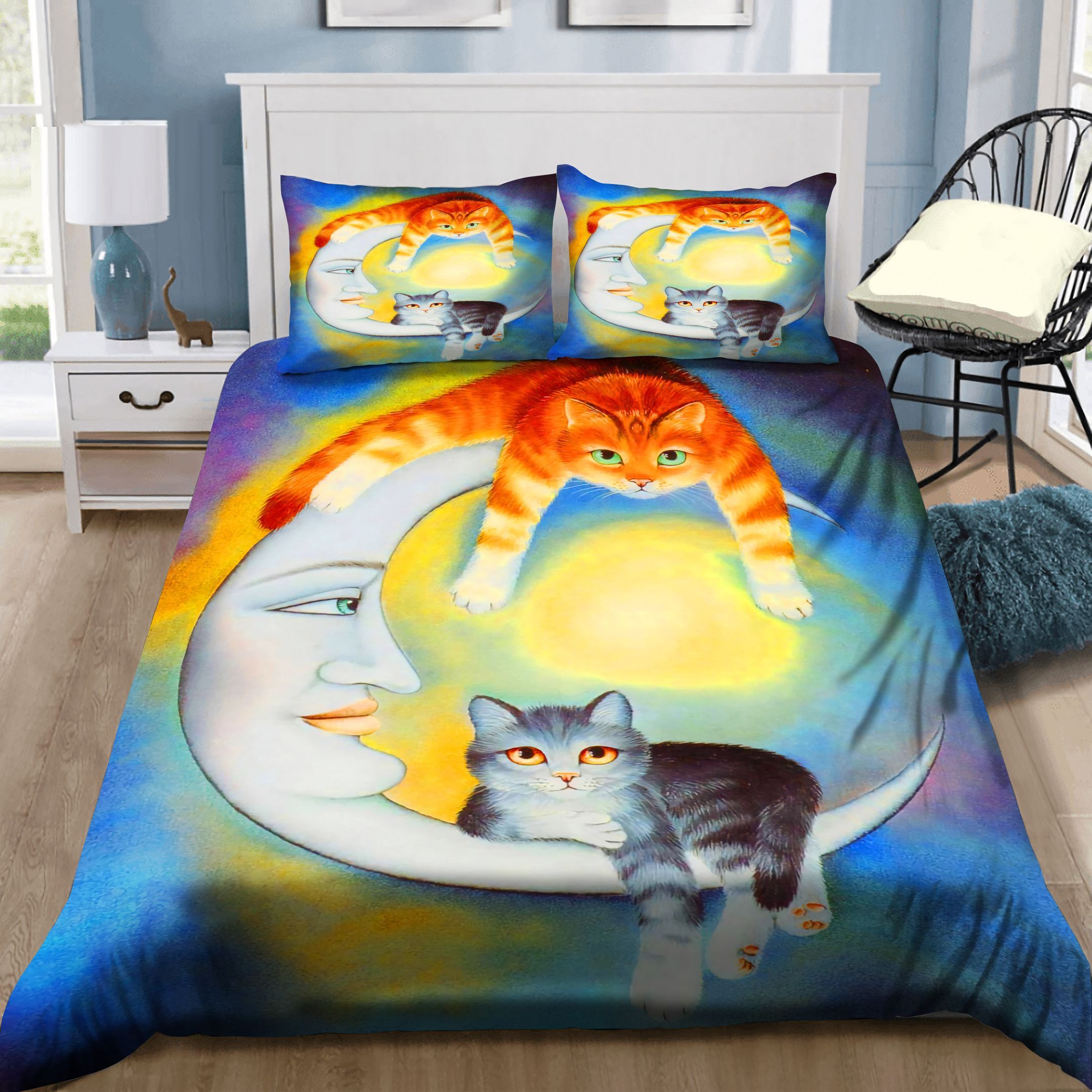 Cats And Mother Moon Bedding Set