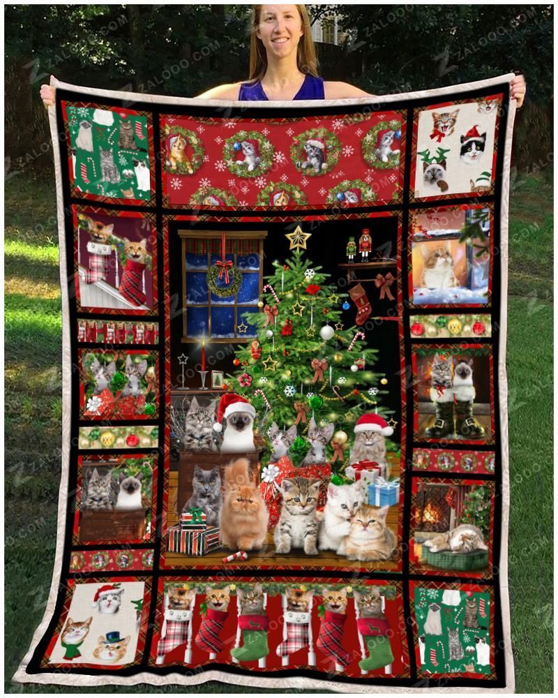 Cats Christmas Sherpa Fleece Blanket