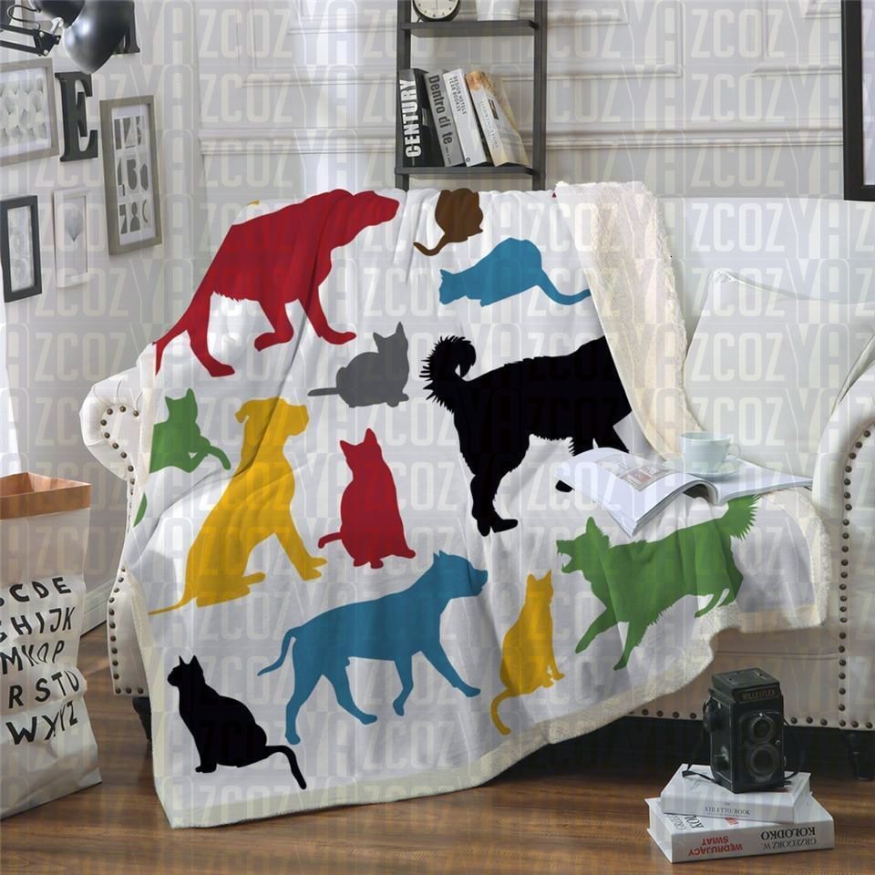 Cats Dogs Sherpa Fleece Blanket