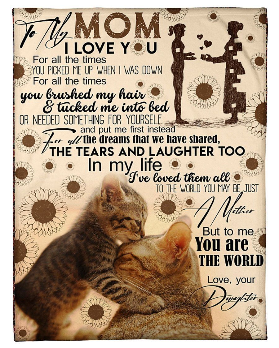 Cats Fleece Blanket Giving Mom To Me You Are The World