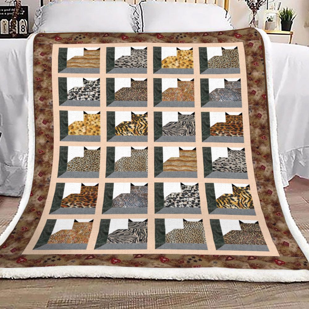 Cats In My Window Hearts Sherpa Fleece Blanket