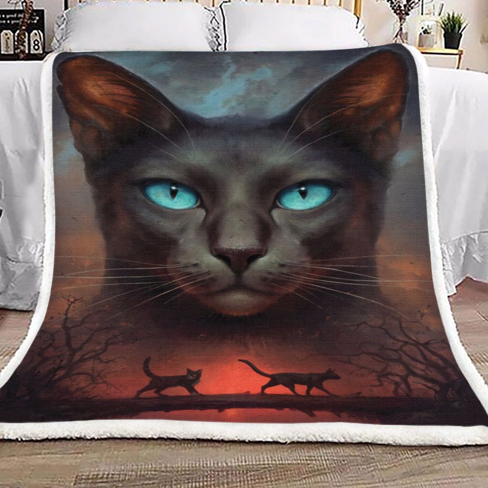 Cats In The Sunset Sherpa Fleece Blanket