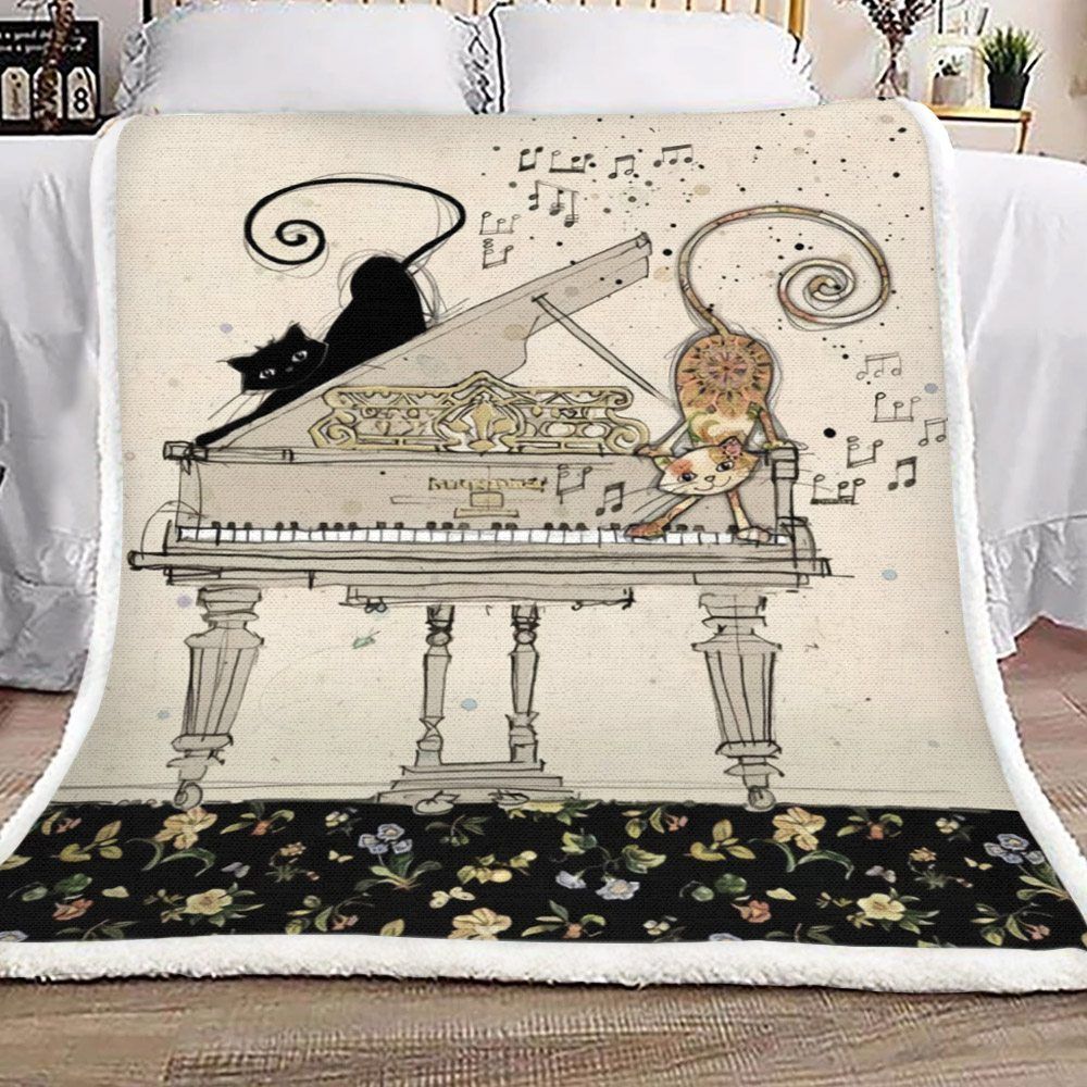 Cats Play Piano Sherpa Fleece