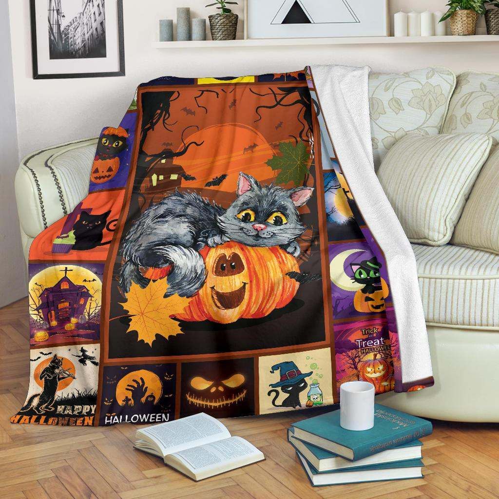 Cats Pumkin Sherpa Fleece Blanket