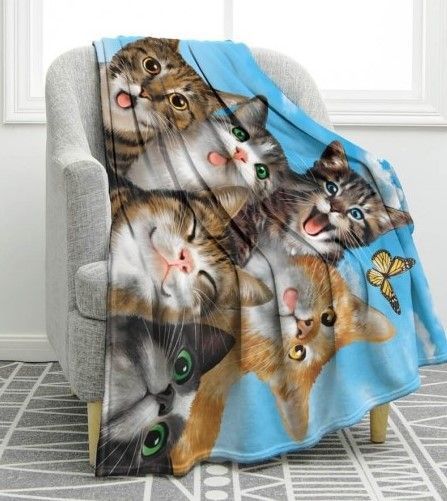 Cats Selfie Sherpa Fleece Blanket