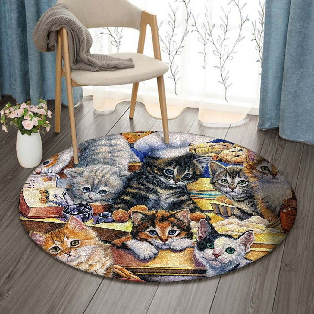 Cats Round Carpet