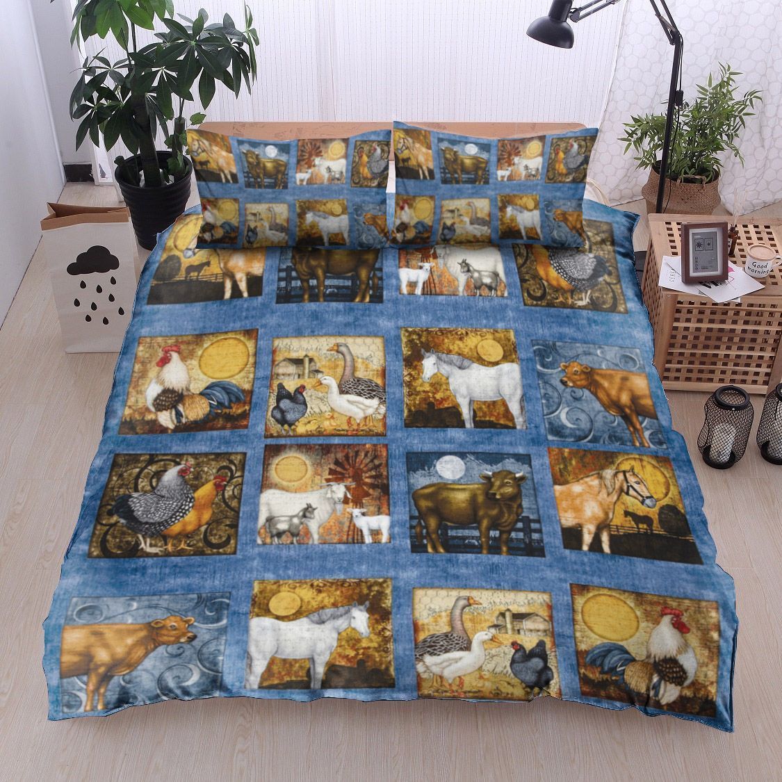 Cattle Farm Chicken Horse Coat Cow Bedding Set