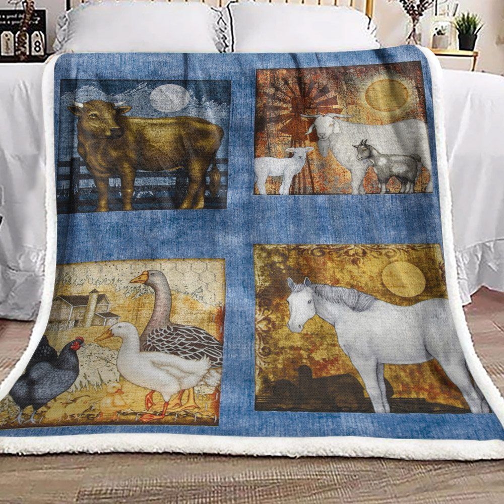 Cattle Farm Sherpa Fleece Blanket