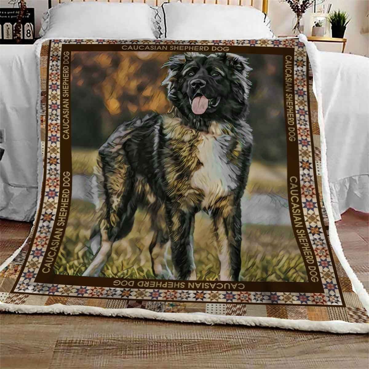 Caucasian Shepherd Dog Sherpa Fleece Blanket