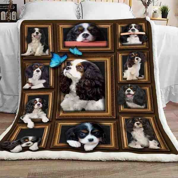 Cavalier Spaniel King Charles Sherpa Fleece Blanket