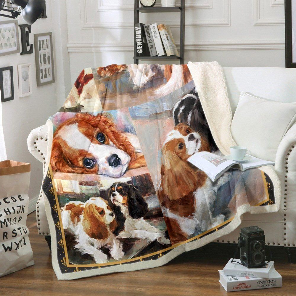 Cavalier king Charles 01 Sherpa Fleece Blanket