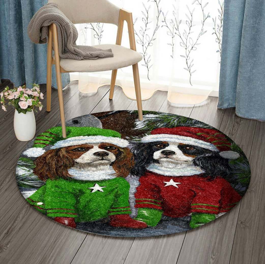 Cavalier King Charles Christmas Round Carpet