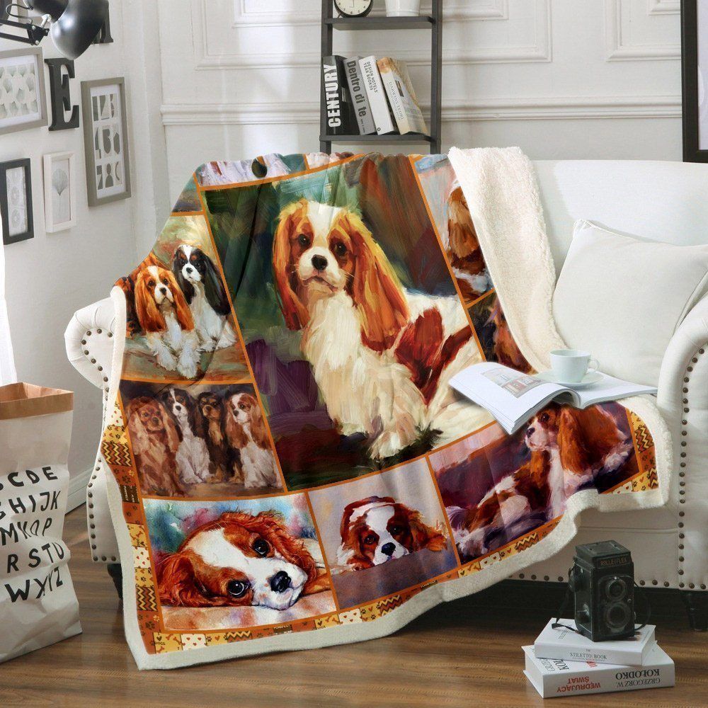Cavalier King Charles Sherpa Fleece Blanket