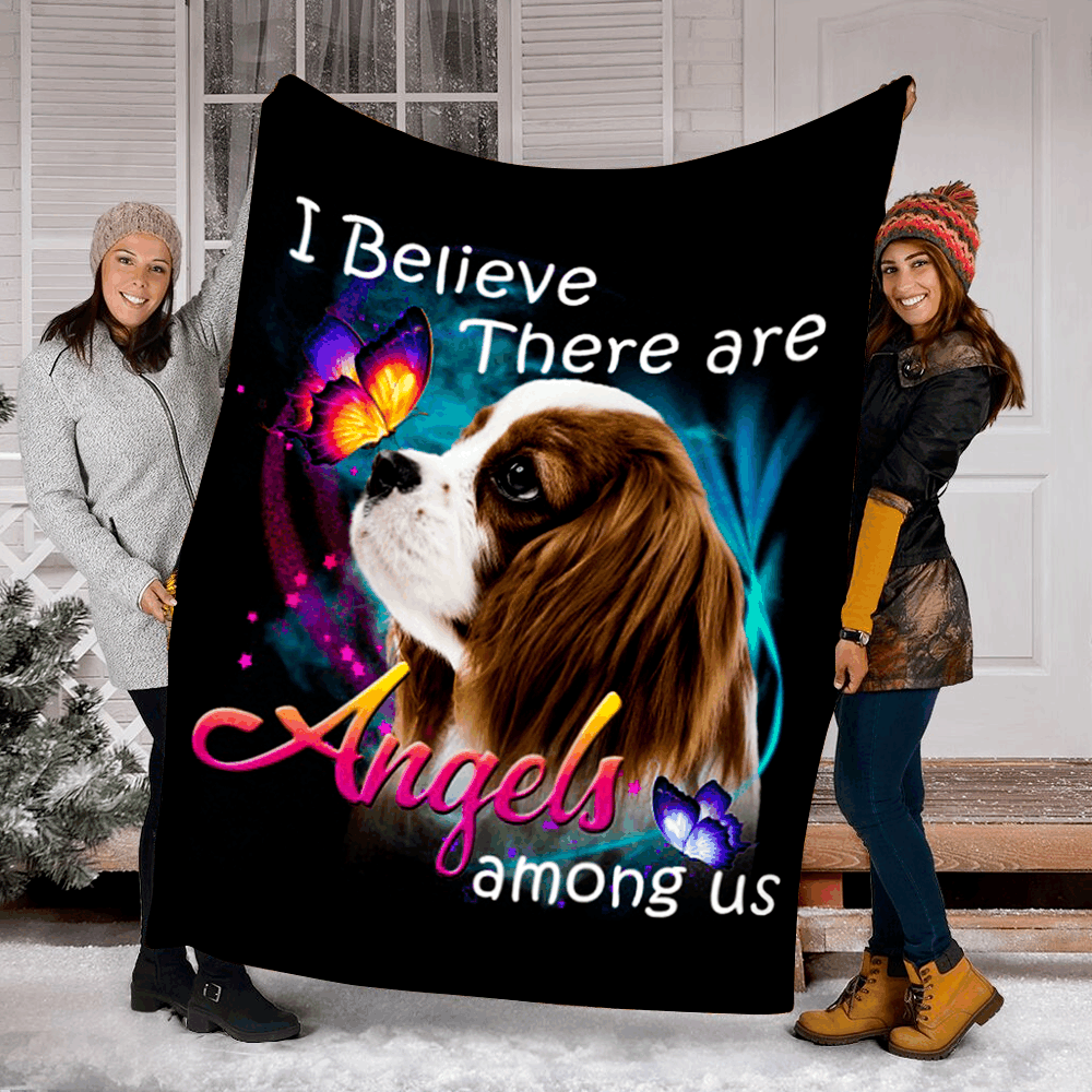 Cavalier King Charles Spaniel 02 Angels Among Us Classic Dog Sherpa Fleece Blanket
