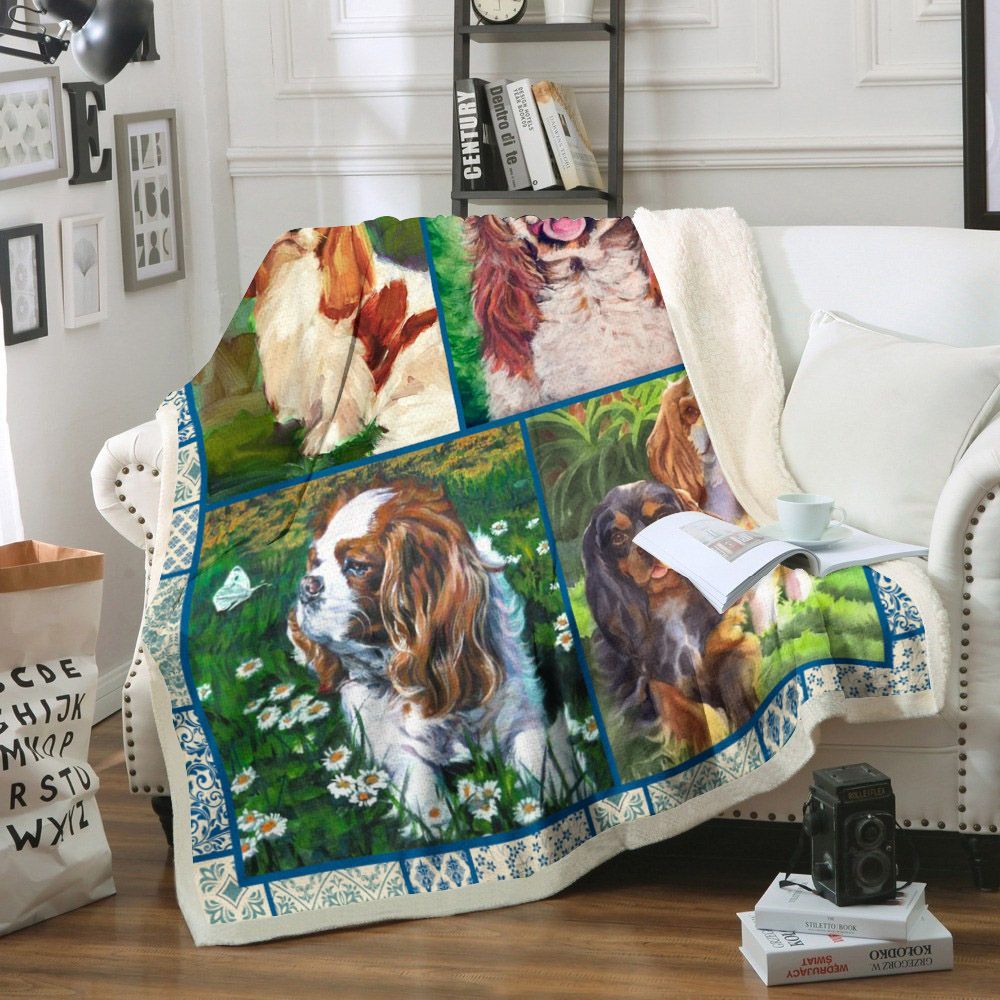 Cavalier King Charles Spaniel Dog Sherpa Fleece Blanket