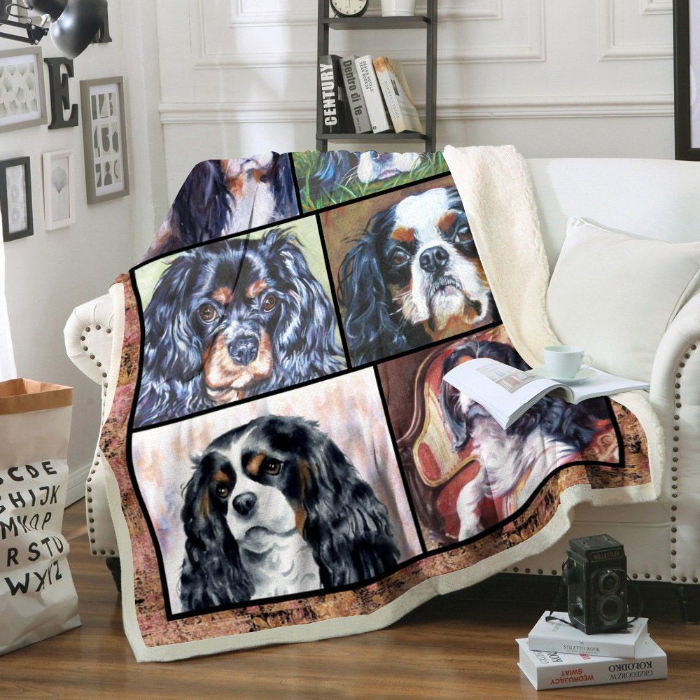 Cavalier King Charles Spaniel Dog Sherpa Fleece Blanket