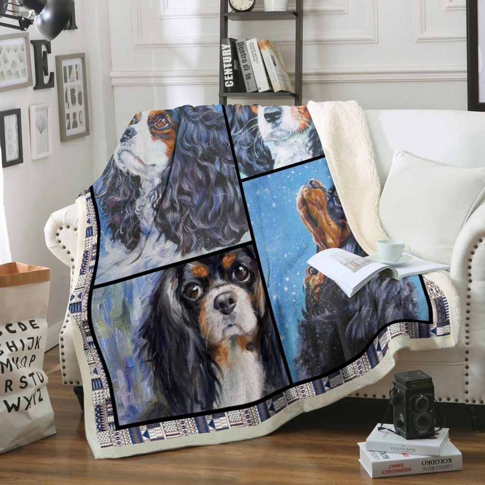 Cavalier King Charles Spaniel Dog Sherpa Fleece Blanket