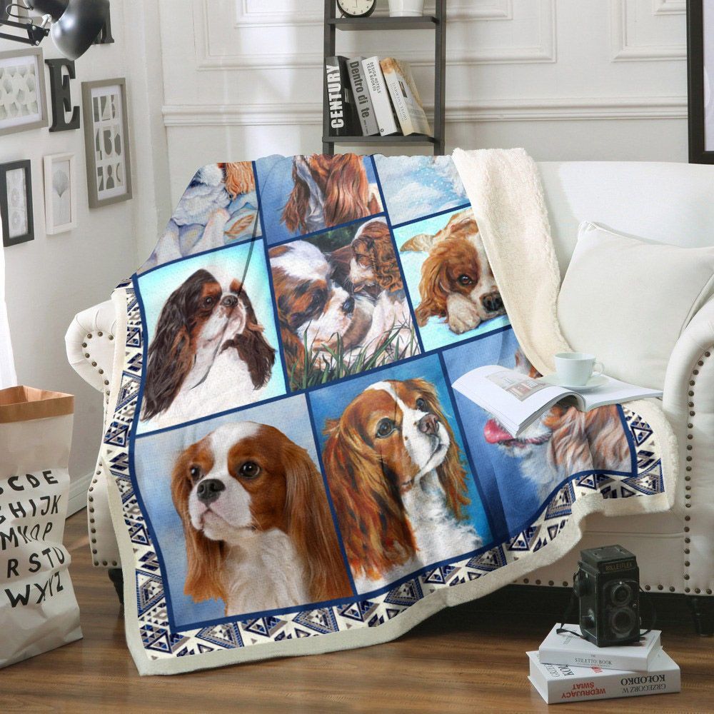 Cavalier King Charles Spaniel Dog Sherpa Fleece Blanket