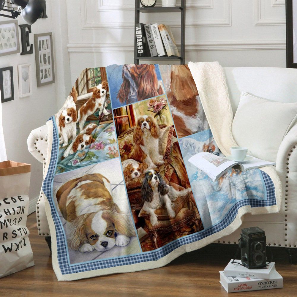 Cavalier King Charles Spaniel Dog Sherpa Fleece Blanket
