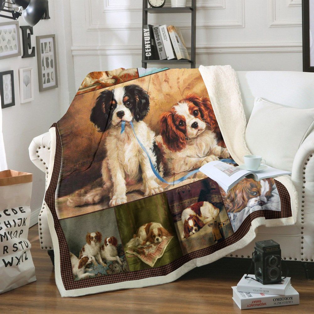 Cavalier King Charles Spaniel Dog Sherpa Fleece Blanket