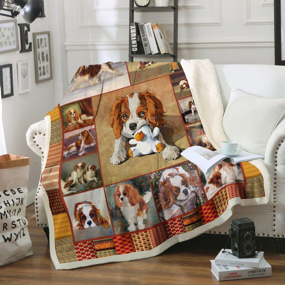 Cavalier King Charles Spaniel Dog Sherpa Fleece Blanket