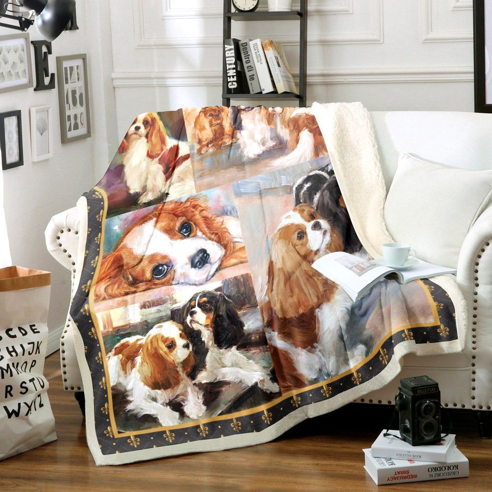 Cavalier King Charles Spaniel Dog Sherpa Fleece Blanket