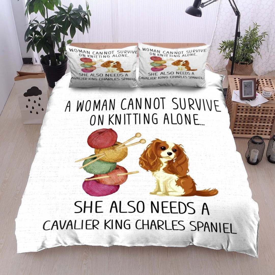 Cavalier King Charles Spaniel Knitting Bedding Set