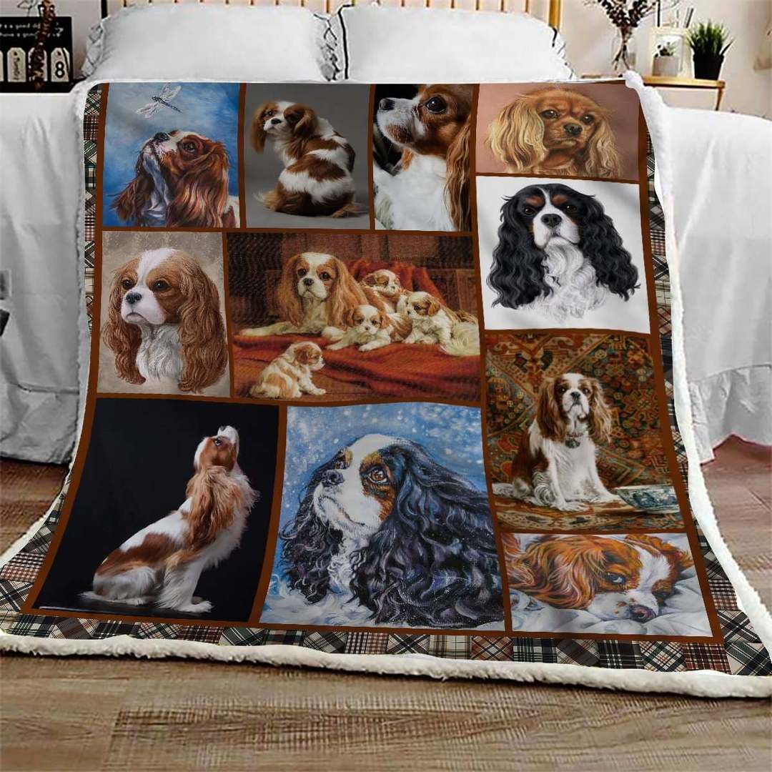 Cavalier King Charles Spaniel Look Sherpa Fleece Blanket