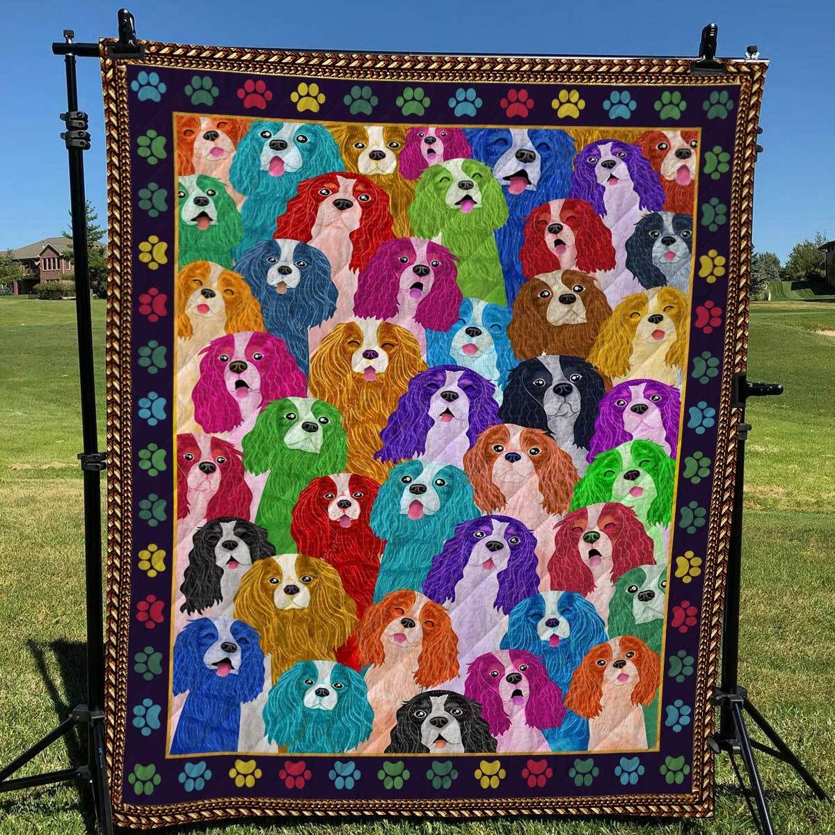 Cavalier King Charles Spaniel Multi Dog Colorful Quilt Blanket Dhc09121951Dd