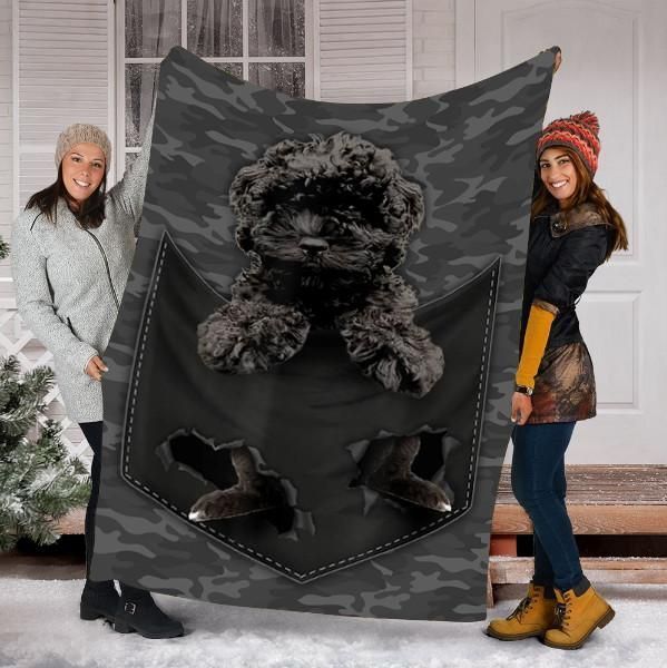 Cavapoo Dog Pocket Sherpa Fleece Blanket