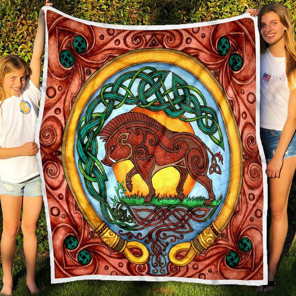 Celtic Boar Sherpa Fleece Blanket