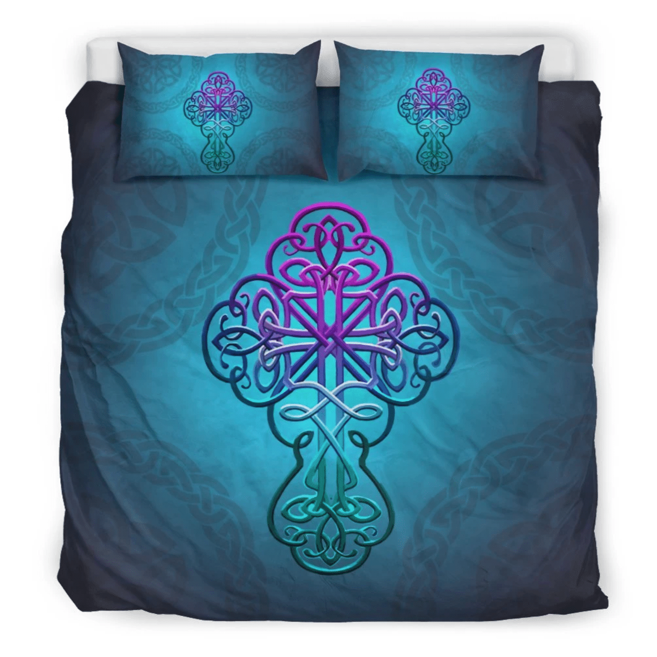 Celtic Cross Blue Shamrock St. Patrick’s Day Bedding Set