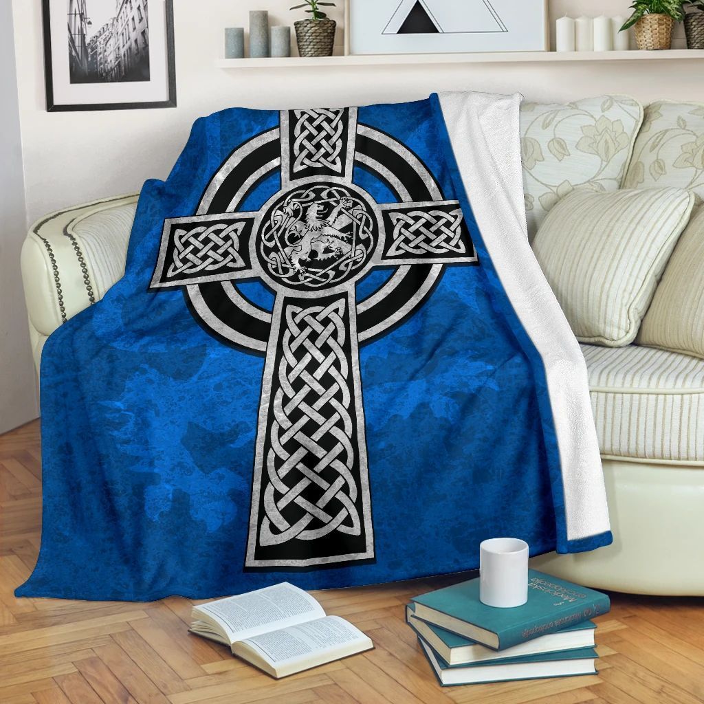 Celtic Cross Lion Sherpa Fleece Blanket
