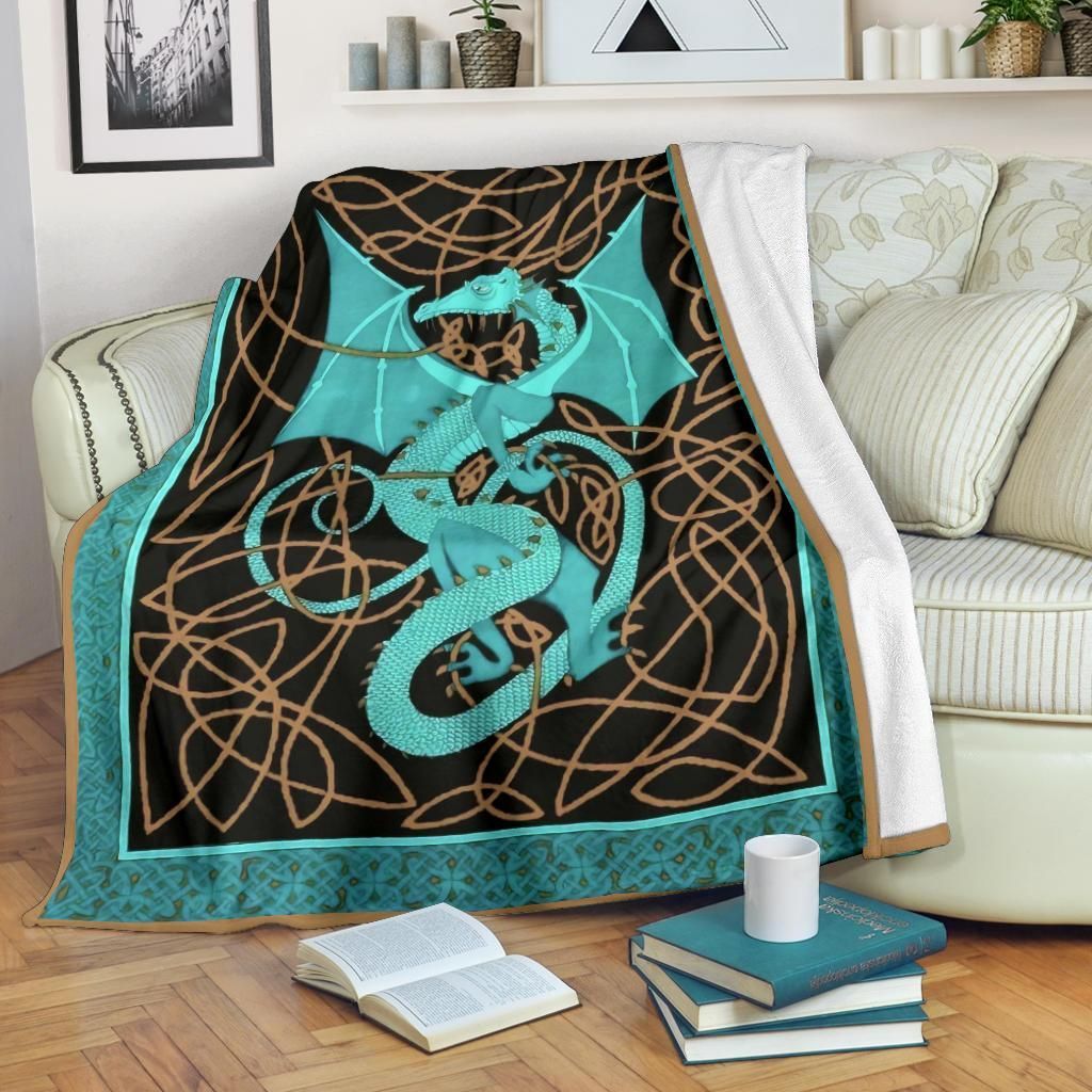 Celtic Dragon Sherpa Fleece Blanket