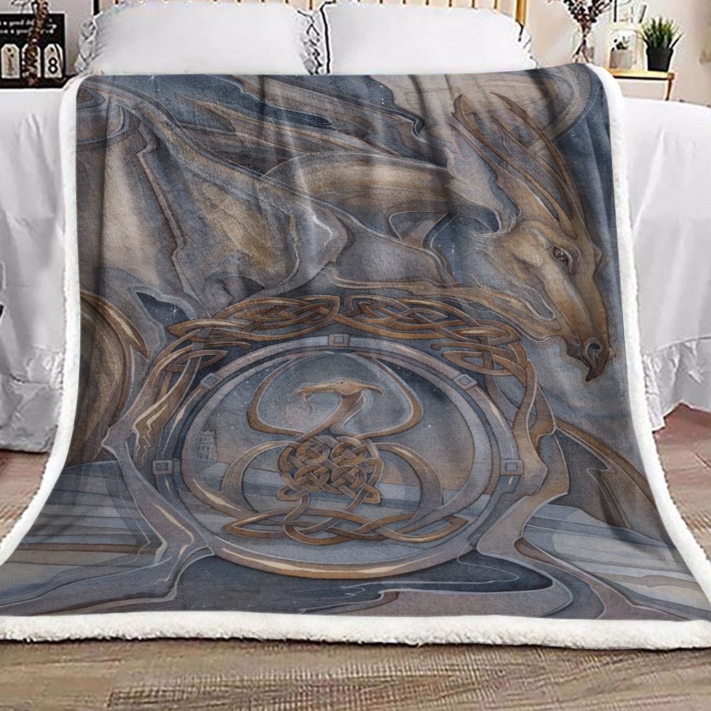 Celtic Dragon Sherpa Fleece Blanket