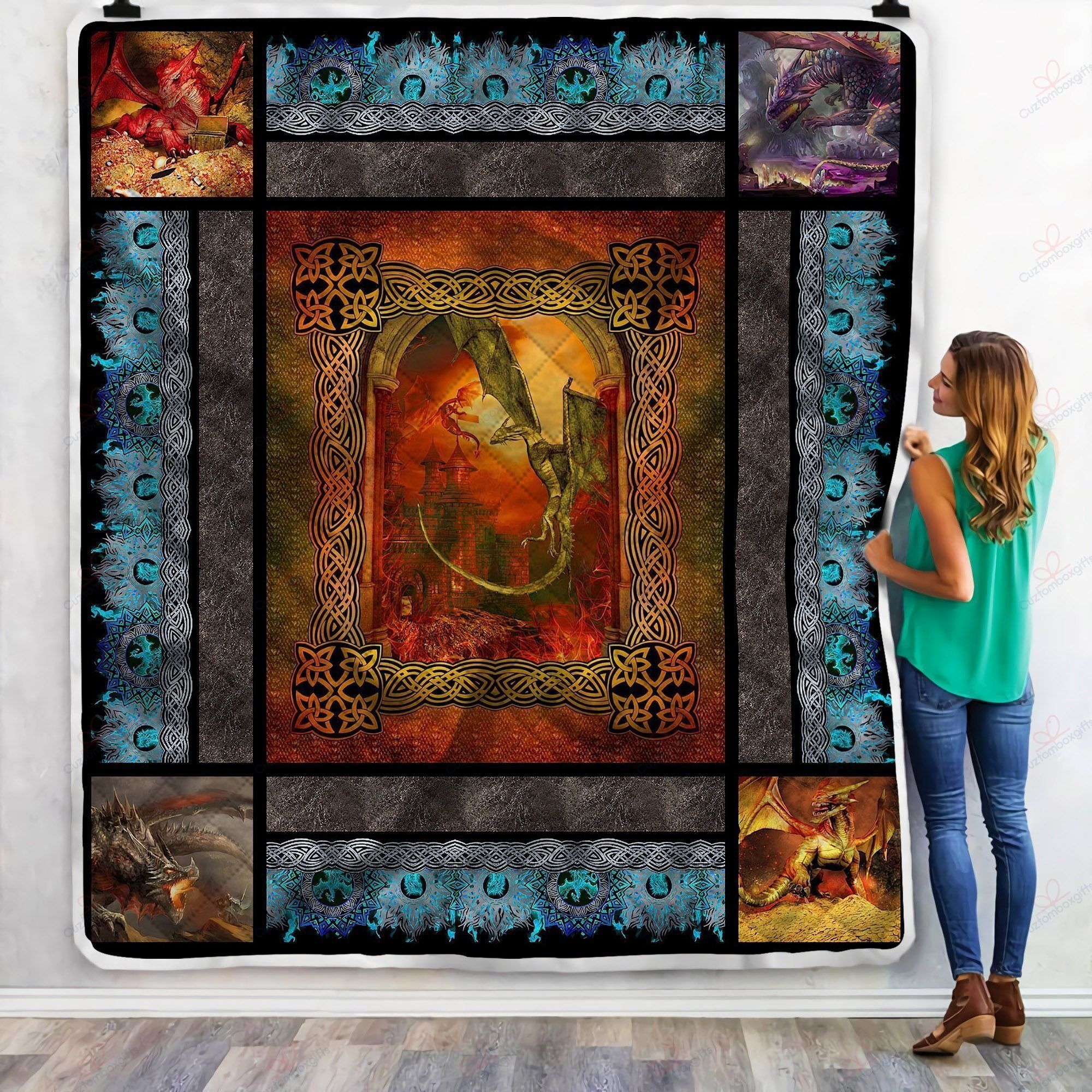 Celtic Dragon Fleece Blanket
