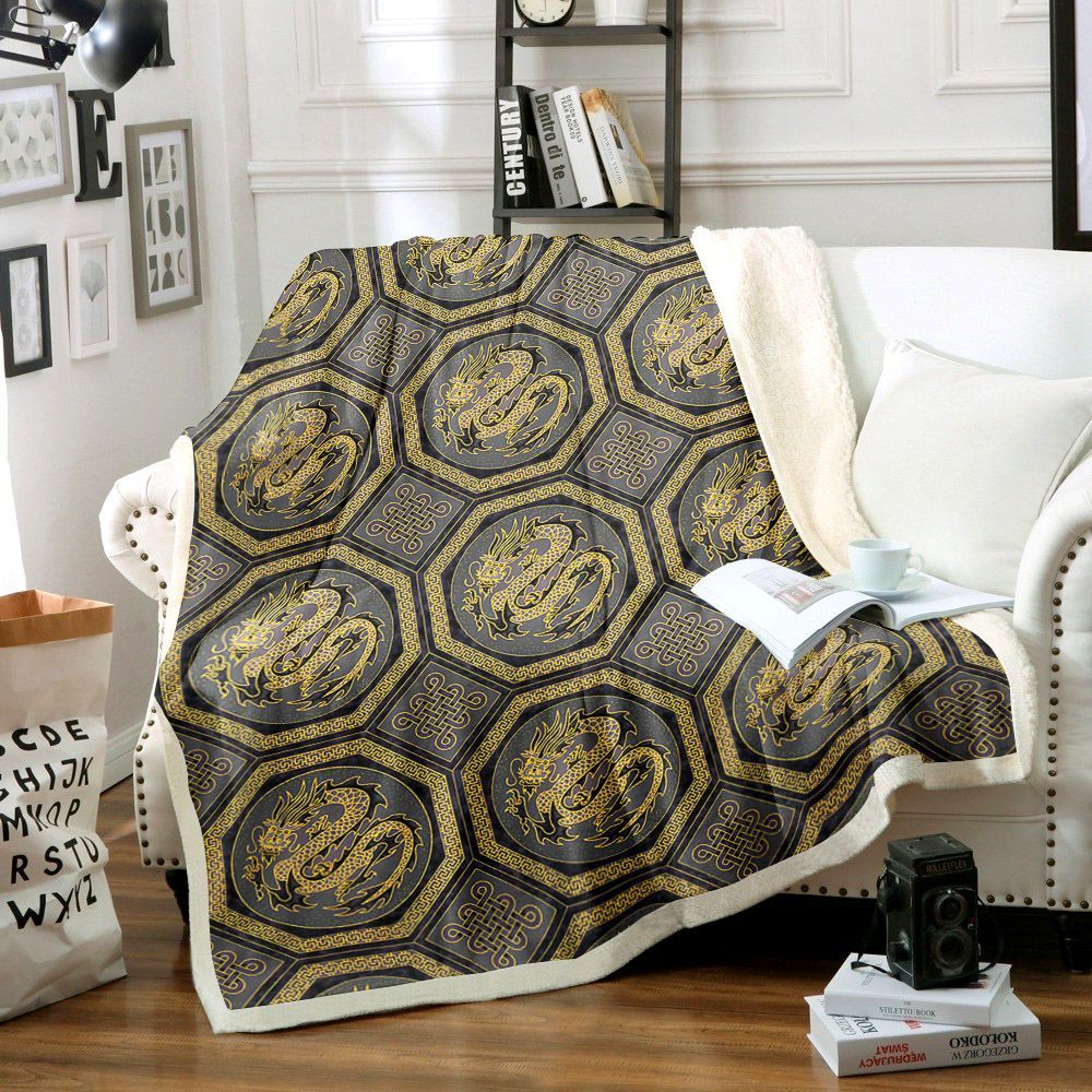 Celtic Dragon Sherpa Fleece Blanket