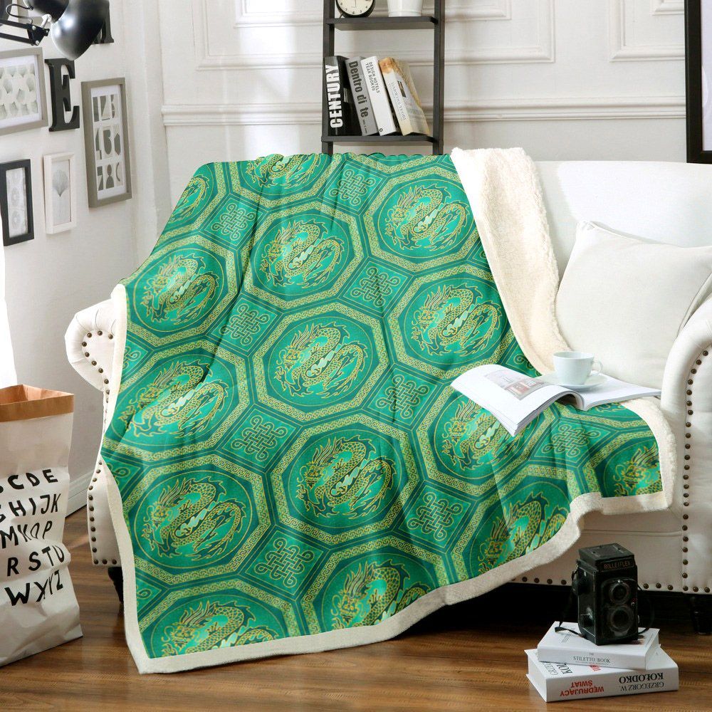 Celtic Dragon Sherpa Fleece Blanket