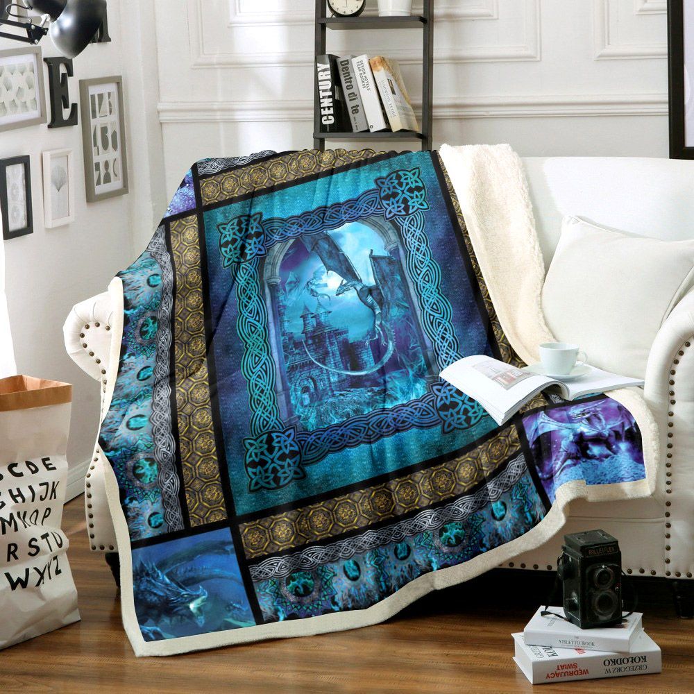 Celtic Dragon Sherpa Fleece Blanket