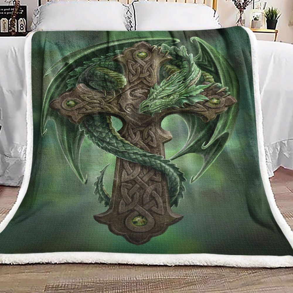 Celtic Dragon Sherpa Fleece Blanket