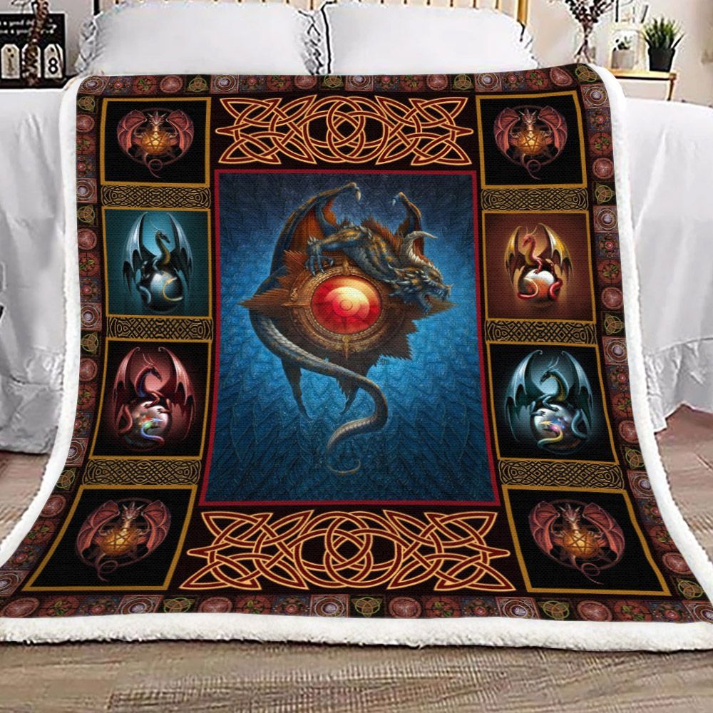 Celtic Dragon Sherpa Fleece Blanket