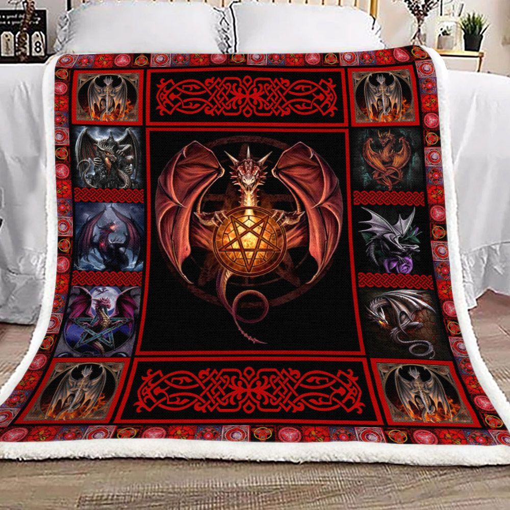 Celtic Dragon Sherpa Fleece Blanket