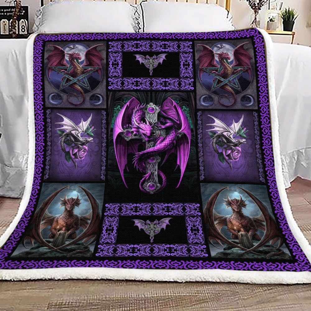 Celtic Dragon Sherpa Fleece Blanket