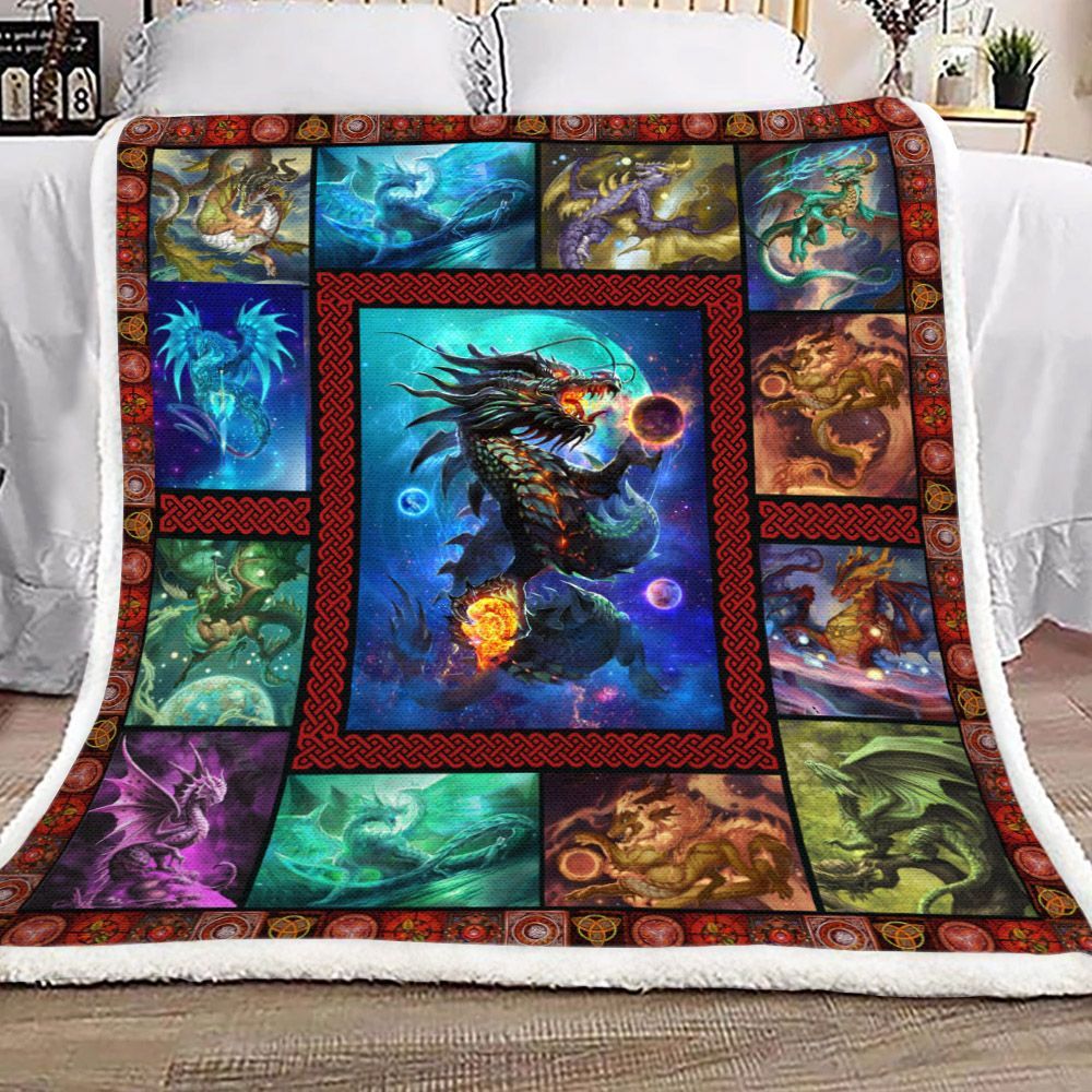 Celtic Dragon Sherpa Fleece Blanket