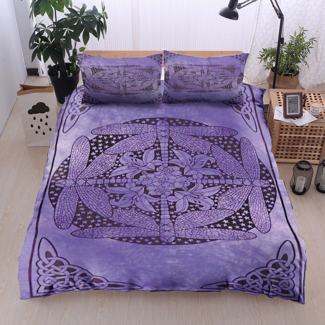 Celtic Dragonfly Lily Flower Bedding Set