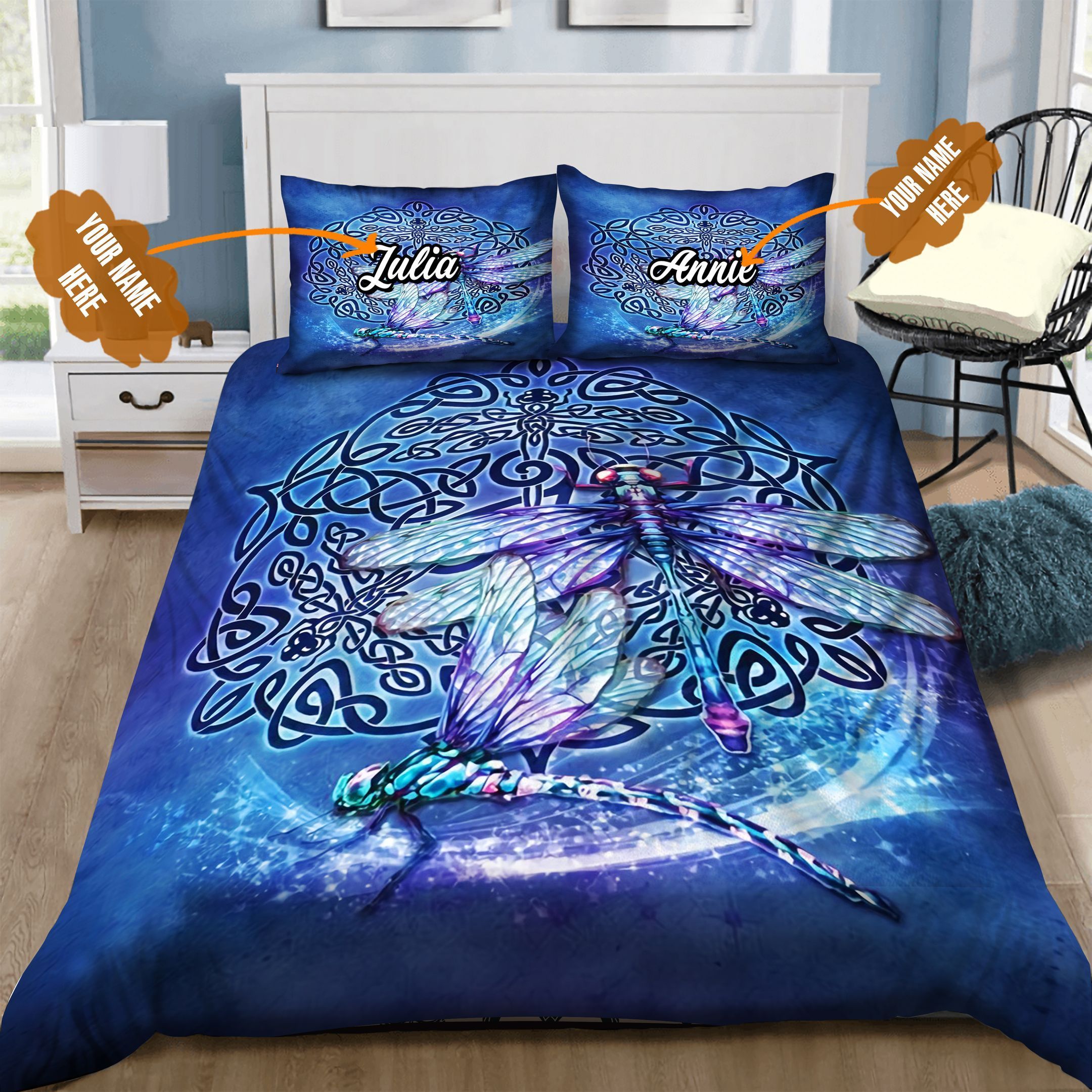 Celtic Dragonfly Personalized Bedding Set