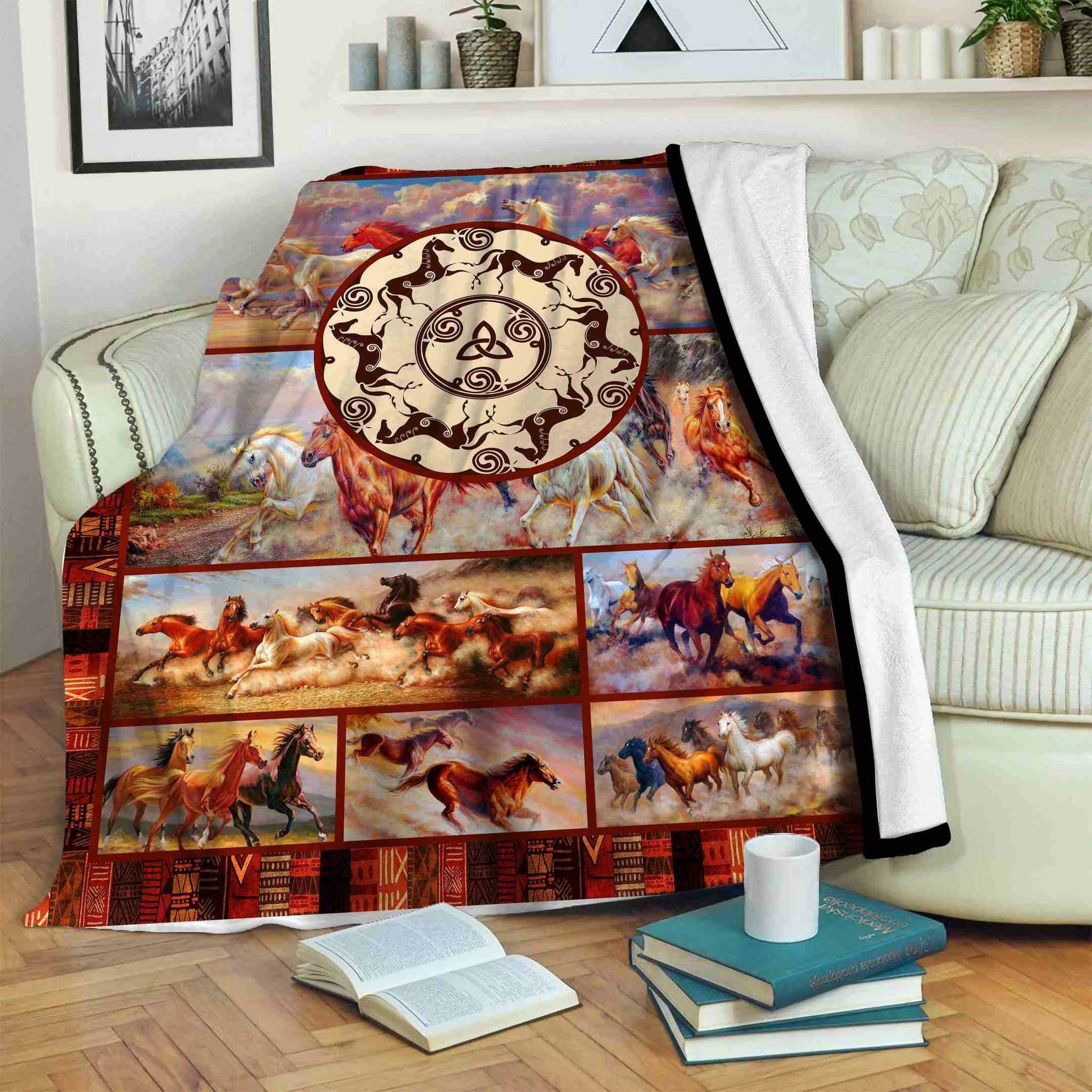 Celtic Horse Sherpa Fleece Blanket