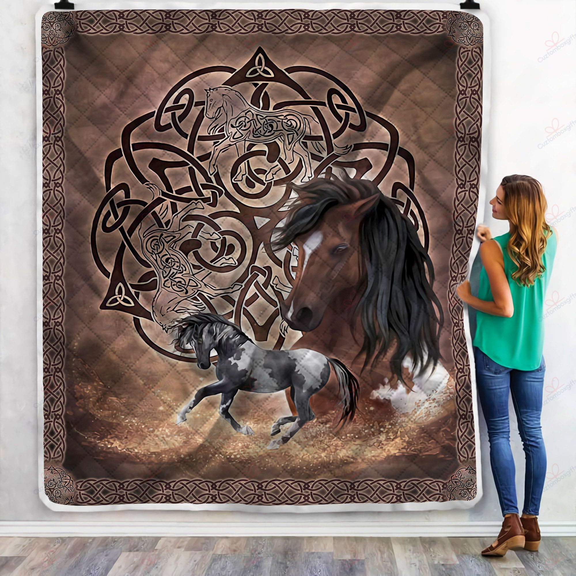 Celtic Horse Sherpa Fleece Blanket