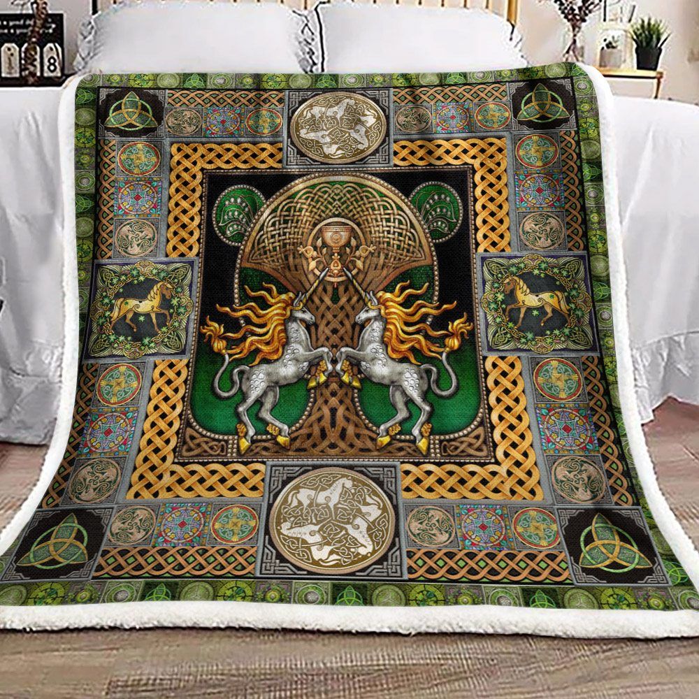 Celtic Horse Unicorn Sherpa Fleece Blanket