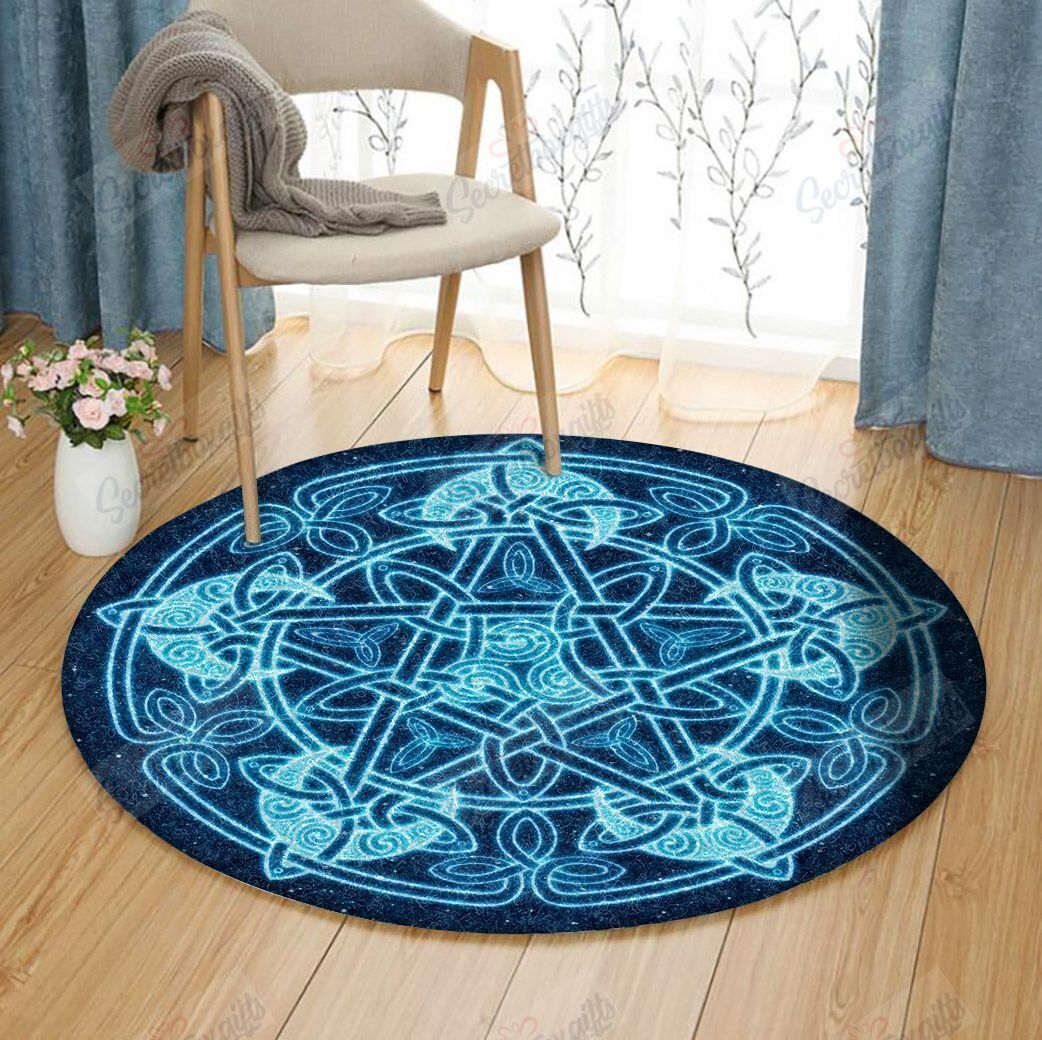 Celtic Moon Pentacle Round Carpet